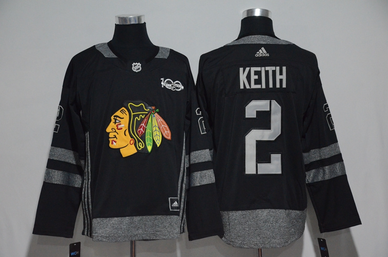 NHL Chicago Blackhawks #2 Keith Black 1917-2017 100th Anniversary Stitched Jersey->chicago blackhawks->NHL Jersey